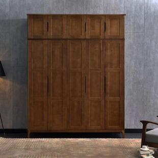 实木欧风衣柜现代简约对开门门四门三卧室顶柜北五加86178门收纳