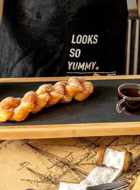 UVX竹木石板牛排料盘理餐盘托黑石板隔热垫石头托盘保温板岩木盘