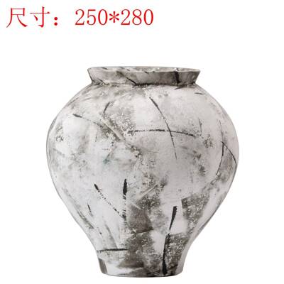 新中式水墨风手摆工陶瓷器件茶样板VMP房室书房干花花插花瓶花器