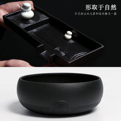 意瀑摆NIG枯石陶瓷流水件桌面喷泉循环加湿流水器茶桌茶台禅布式