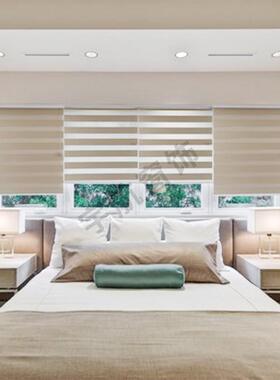 程厂家直供韩式柔rsl001纱帘全遮光窗帘工办公室卧室层水防双柔纱