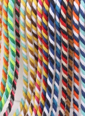 三色三股棉绳5毫米棉绳子棉线彩色编织棉线红色民族风格编织绳子