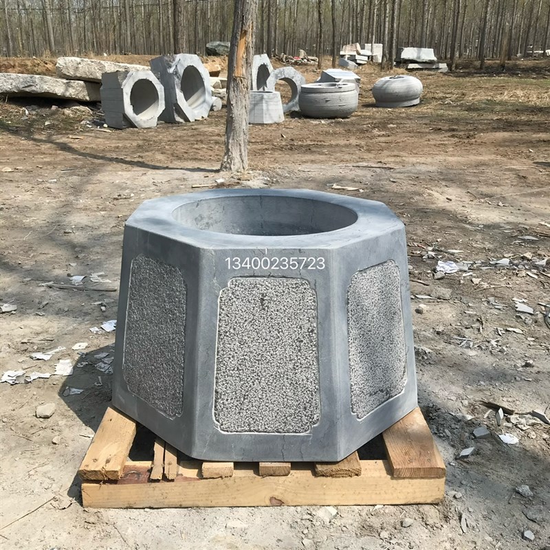 石雕井口井盖井圈围栏泰山石井口八E角井压水井整石大型古井庭院