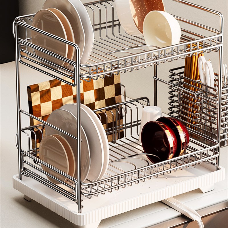 实心钢碗碟收纳架不锈钢厨房置物B架放碗碟盘沥水碗盘架碗筷沥水