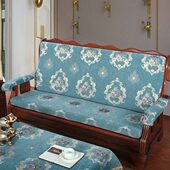 冬优沙发坐垫连体带靠背海绵可拆洗三人老旧式 红实木头款 长沙发垫