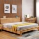 美家日式 全实木床北欧简约原木色高铺板橡胶木定制储物环保漆
