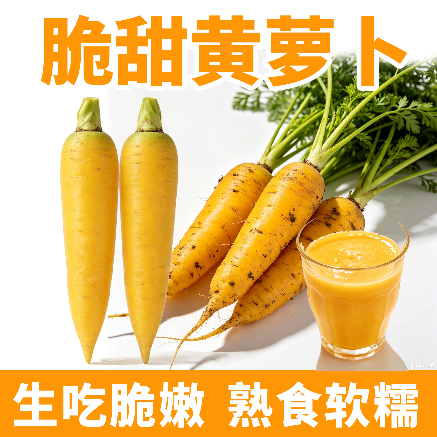 新鲜黄萝卜生吃水果胡萝卜新疆手抓饭口味农家自种非转基因带泥