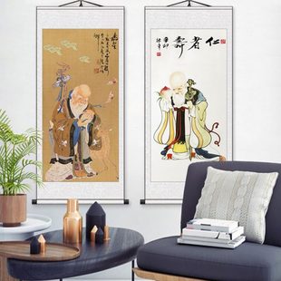 寿星图挂画老人礼物祝寿图献寿送长辈生日礼品丝绸卷轴画福禄寿禧