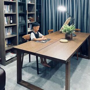 去客厅化大长书桌书房书法桌长条办公桌子莫比恩工作台实木大板桌