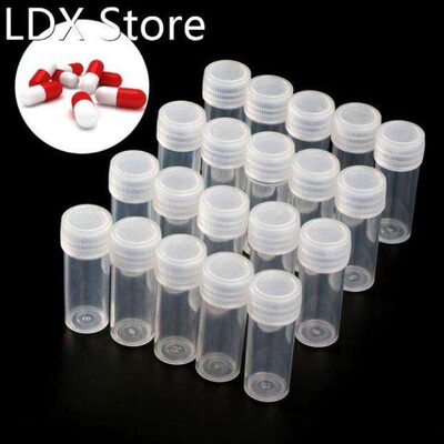 20Pcs 5ml Plastic Test Tubes Vials Sample Container Powder C
