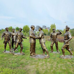 井冈山胜利会师玻璃钢雕塑朱毛会师雕像八路军抗战长征红军铜像