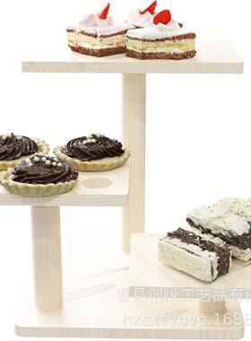 木置物桌030601面质摆件装饰分层式纸杯蛋糕托盘架架餐桌架实木甜