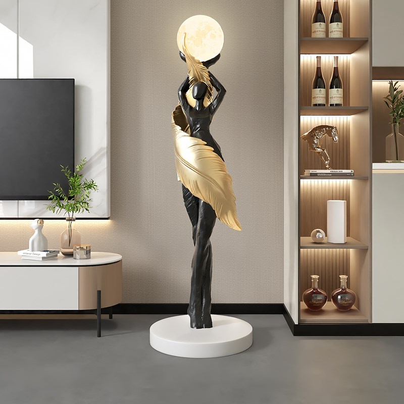 大型落地灯摆件艺l术人物抽象雕塑客厅玄关家居装饰品乔迁新居礼