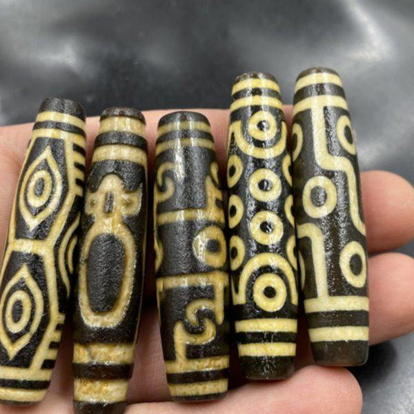 藏式复古天珠玛瑙勒子 57毫米21眼天珠老玛瑙桶珠 财神 九眼天珠