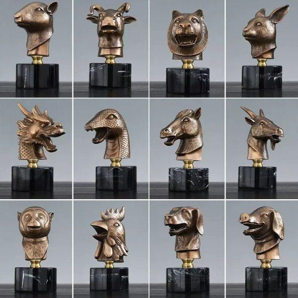 中式冷铸铜十二生肖兽首摆件家居饰品创意酒柜客厅电视柜玄关摆设,饰品/流行首饰/时尚饰品新,摆件,淘宝优惠券,粉丝福利购,淘宝优惠卷