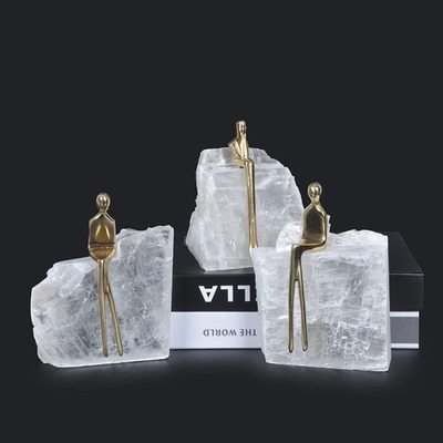 轻奢小铜人晶石别墅饰品样板间装饰软装玄关客厅电视柜书房摆件