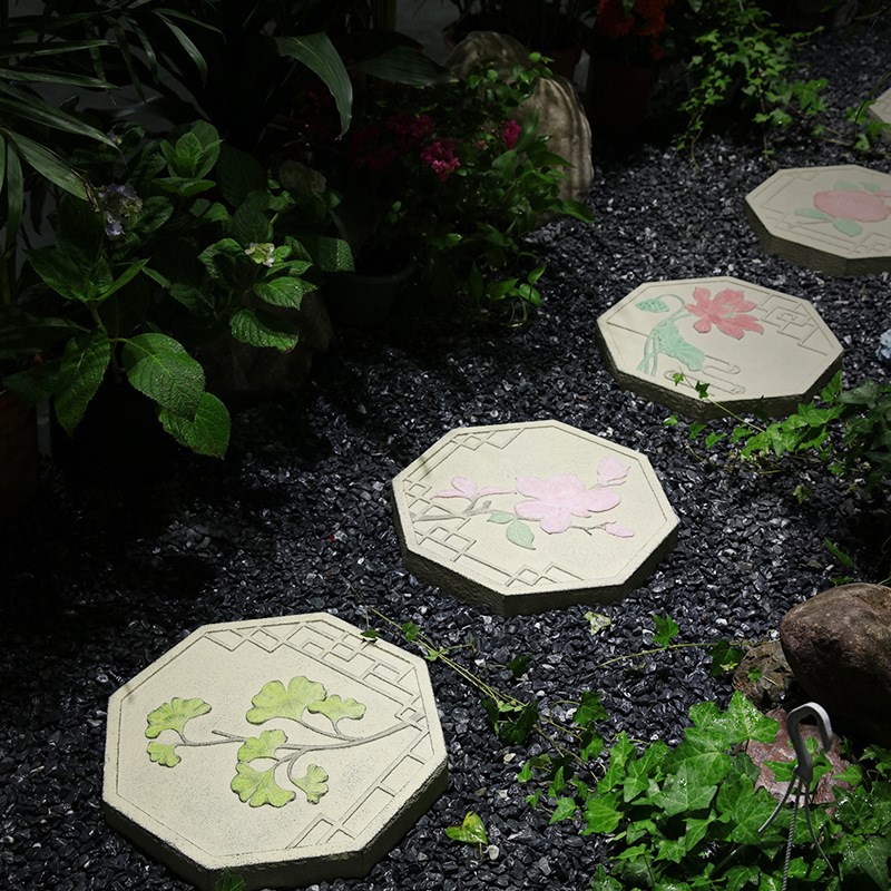 汀步石屋顶阳台花园造景布置户外草坪微景观中式庭院铺地砖踏步石