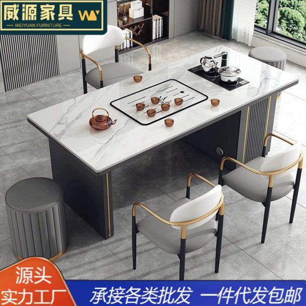 轻奢岩板茶桌椅组合简约现茶台功夫茶台公室家用阳台泡茶桌子,商业/办公家具,茶台/茶桌,淘宝优惠券,粉丝福利购,淘宝优惠卷