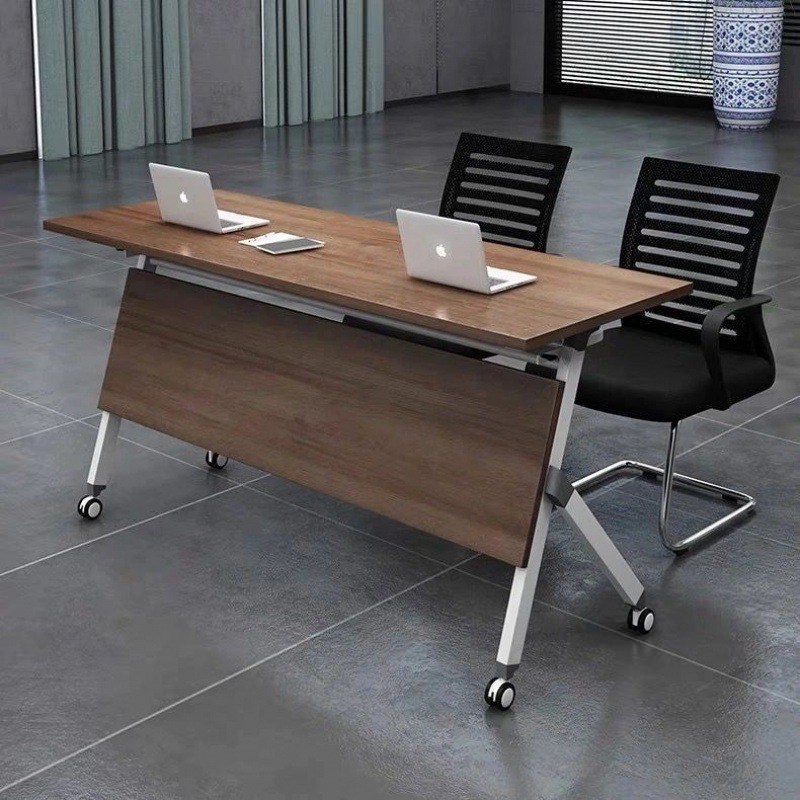 折叠培训桌会议桌椅组合移动双人拼接学生课桌椅培训台带轮可折叠