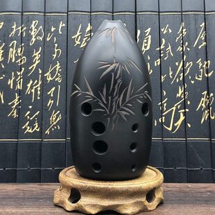 风谣黑陶埙弹头埙专业演奏考级10孔十孔双腔初学古埙F调笔筒乐器