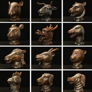 纯铜十二生肖兽首摆件鼠牛虎兔龙蛇马羊家居客厅桌面摆放工艺品