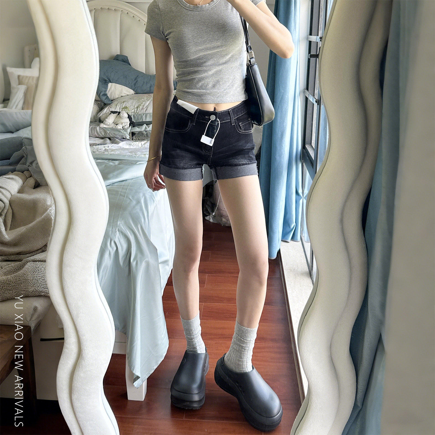 美式a字牛仔短裤女夏季梨型身材小个子显瘦大尺码胖mm弹力外穿热