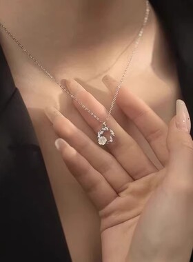 925纯银玫瑰花环吊坠锁骨链