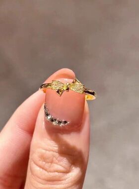 轻奢复古锆石蝴蝶结女士食指戒指