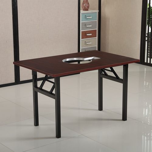 商用餐饮饭店火锅桌子大理石餐桌椅组合韩式燃气灶电磁炉一体桌子