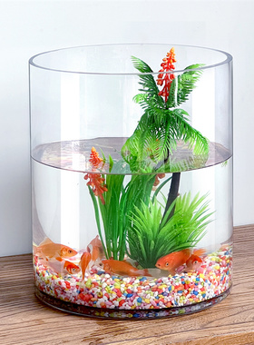 大口径玻璃鱼缸特大号3040cm圆形圆筒圆柱形大号大圆宽口敞口圆桶