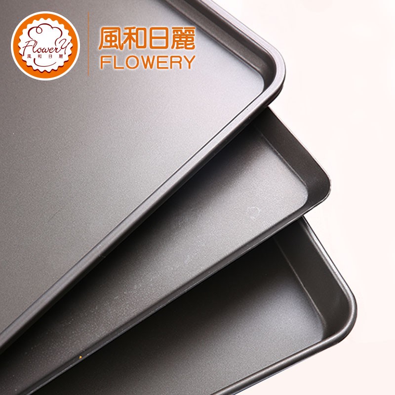 风和日丽商用烤盘长方形60 *40cm镀铝不粘直角边烤盘面包蛋糕烤盘