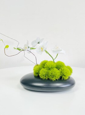 酒店圆桌转盘仿真花餐桌花摆花高端中式中间摆件装饰花创意茶桌花