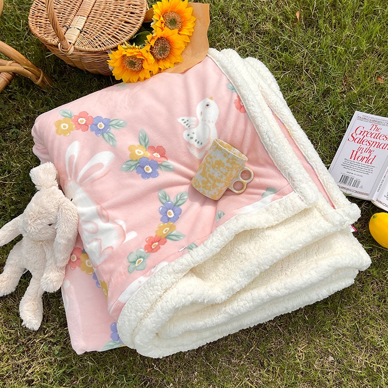 羊羔绒毛毯被子加厚冬季保暖单人珊瑚绒办公室午睡小毯子沙发盖毯