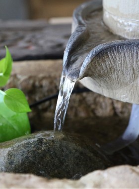 陶瓷小石磨流水摆件水磨石槽搭配庭院风水轮水景招财装饰鱼缸配件