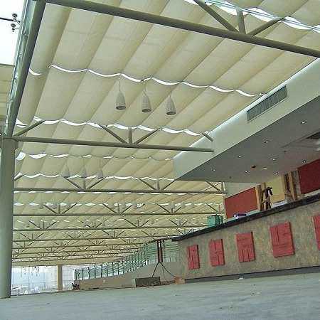 厂家阳光房折叠式电动遮阳天棚帘商场采光顶遮阳顶帘伸缩式天棚帘