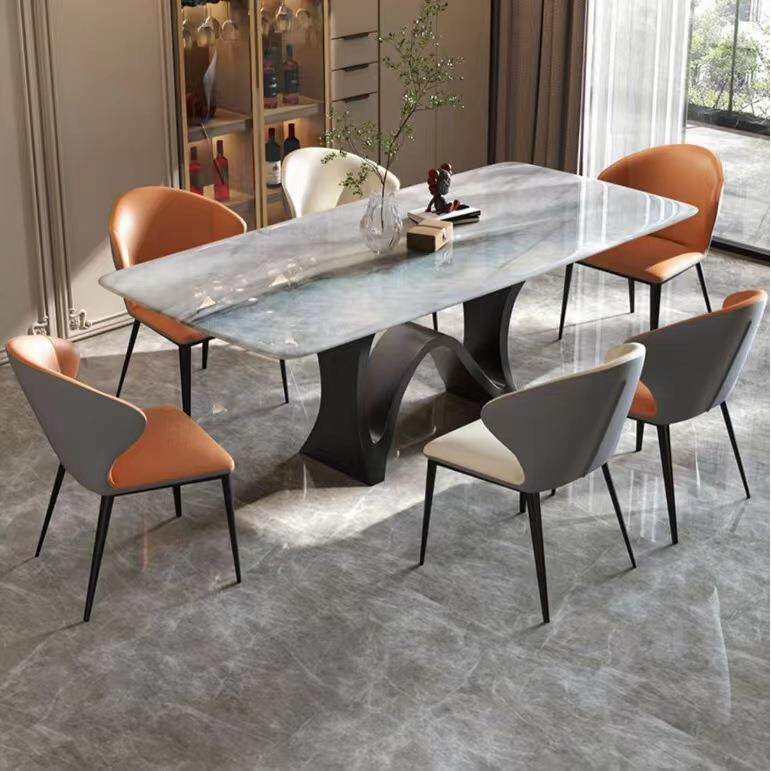 天然石餐桌奢石餐桌现代简约长方形餐桌小户型大理石餐桌
