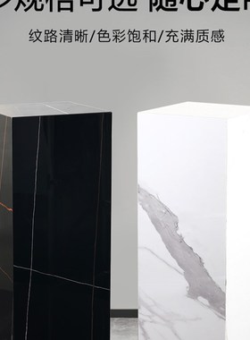 大理石底座爵士白岩板石墩石柱客A厅电视柜落地展示台轻奢雕塑摆