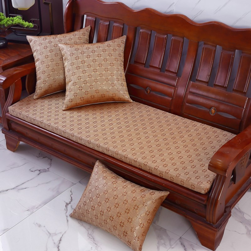 夏季冰藤实木沙发垫加厚加硬高A密度海绵防滑单三人红沙发坐垫子