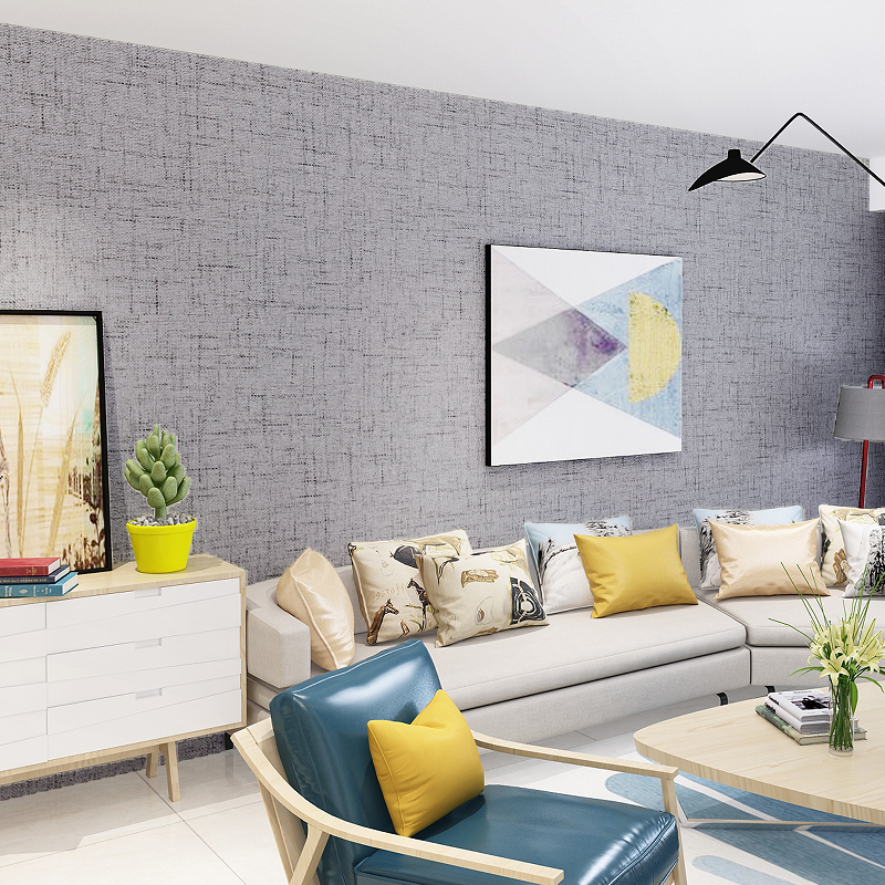 加厚现代简约纯色亚麻北欧卧室环保无缝墙布棉R麻布客厅背景墙壁