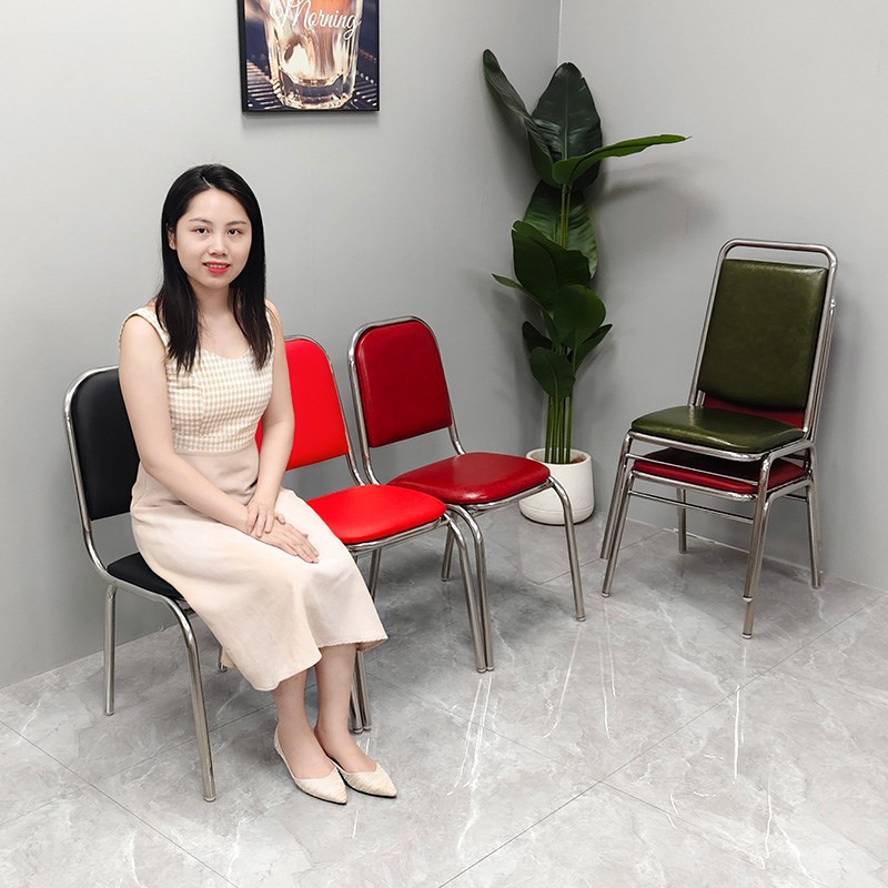 2025新款椅g子加厚304不锈钢餐桌椅餐厅家用可叠放带靠背凳子餐椅