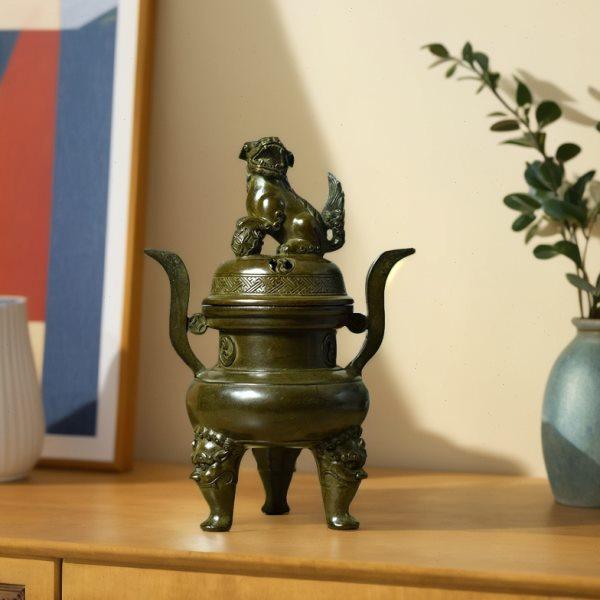 纯铜三足室内家用高档熏香炉狮子盖客厅摆件香炉复古处理做旧净面,家居饰品,香薰炉,淘宝优惠券,粉丝福利购,淘宝优惠卷