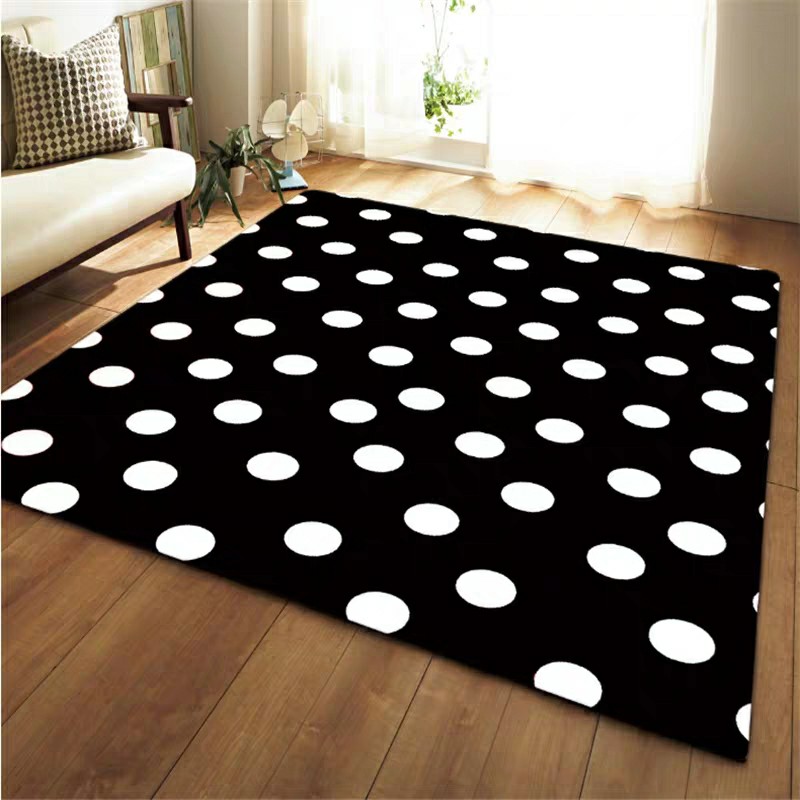 北欧地毯简约现代卧室黑白波点客厅茶G几沙发榻榻米床边地垫可定