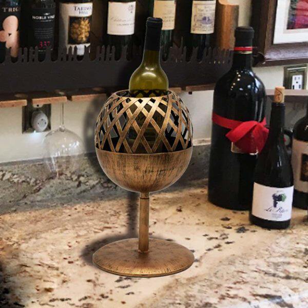 北欧铁艺酒杯形红酒架酒吧酒馆西餐厅桌面酒瓶塞收纳摆件装饰摆台图片
