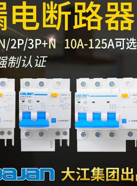 大江漏电开关2P 63A DZ47LE双极32A保护器家用空开触电断路器漏保