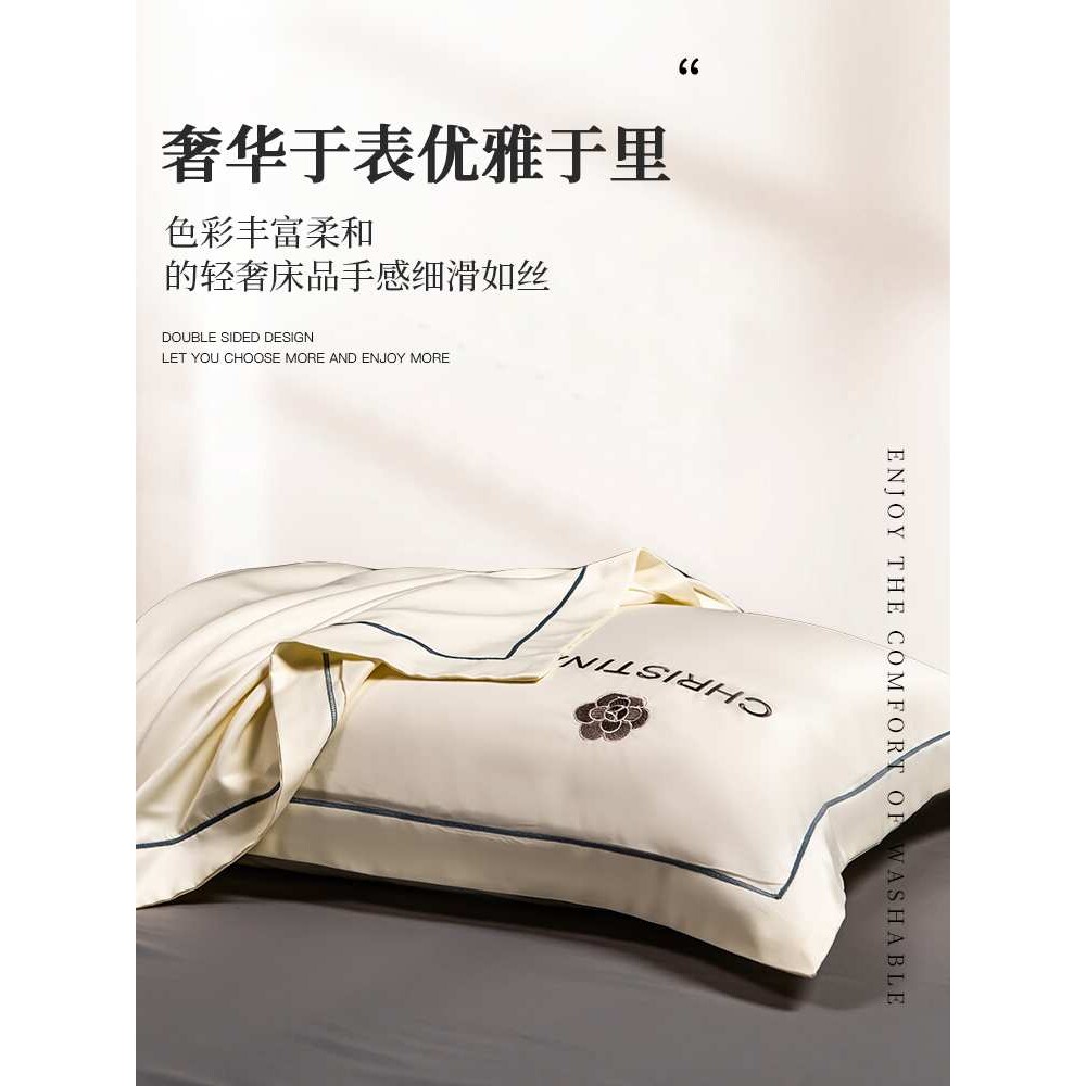 2025新款冰丝枕套一对装48x74夏季家用枕头套单个刺绣枕芯内胆套