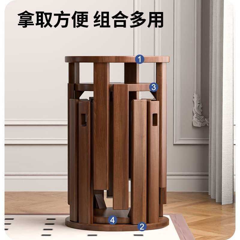 实木凳可叠放现代吃饭登餐桌凳原木新中式叠叠乐实木圆凳茶几家用
