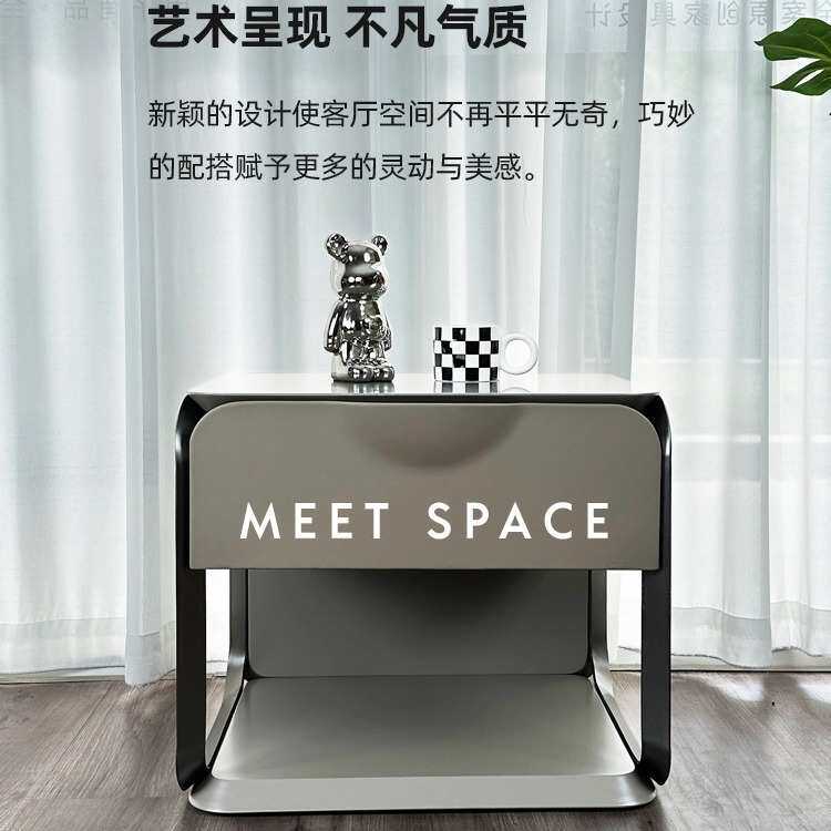 意式床头柜高定烤漆实木柜卧室床边柜极简床边储物柜高端设计师款