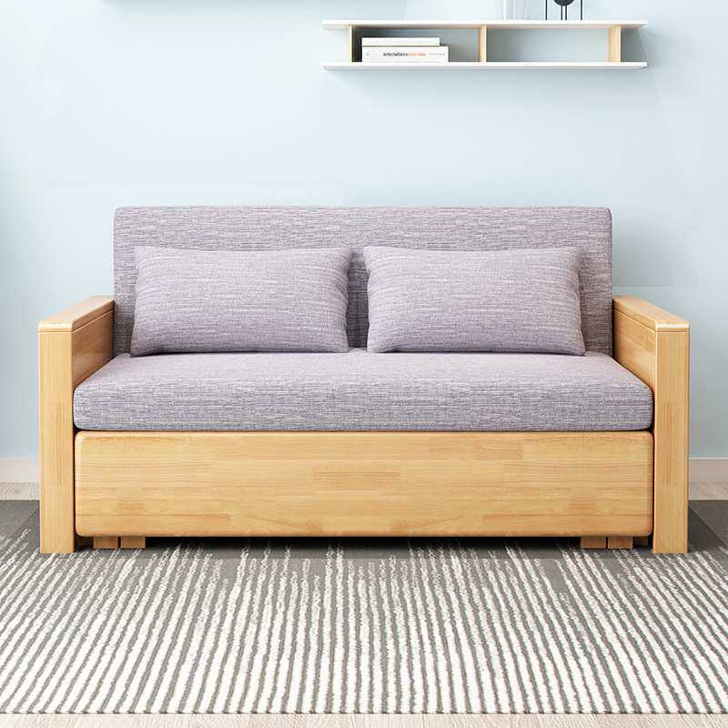 沙发床办公室实木客厅抽拉式伸缩可折叠多功能双人床两用床推拉式