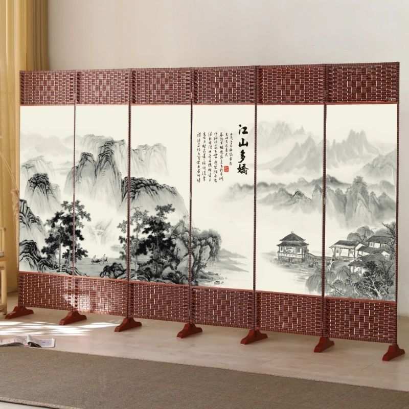 简易屏风隔断客厅遮挡帘可移动折叠挡门挡床玄关挡板隔板跨境