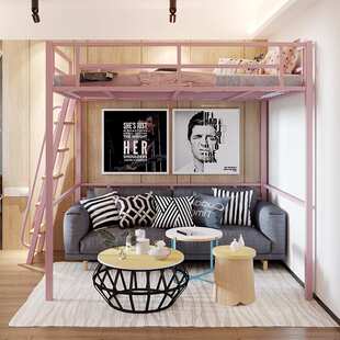 北欧简约铁艺高架床家用卧室上床下桌公寓宿舍省空间单上层楼阁床